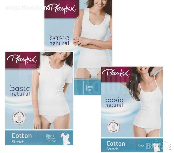  Playtex черни,бели 100%/97% памучни потници,тениски и блузи на едро памучен потник памучна тениска, снимка 1