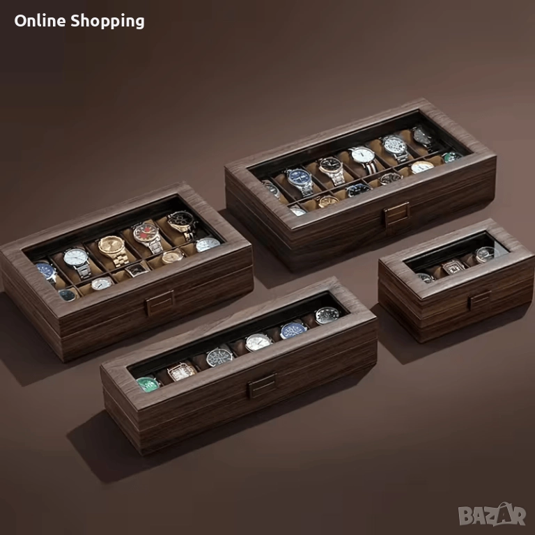Луксозна дървена кутия за 3, 6, 10 или 12 броя часовници, снимка 1