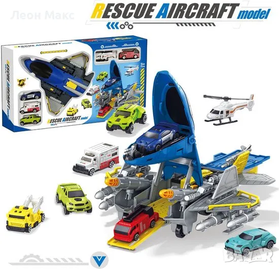 Самолет с паркинг комплект с коли и хеликоптер , снимка 1