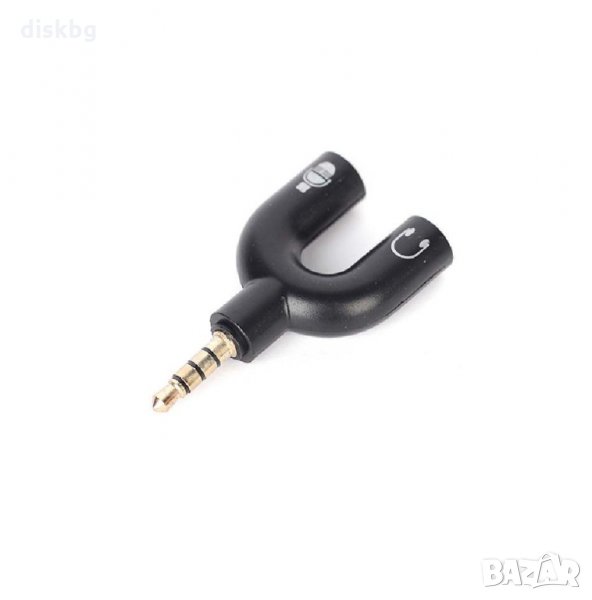 Нов аудио преход от 3.5mm М жак към 2 Ж 3.5mm жака, снимка 1