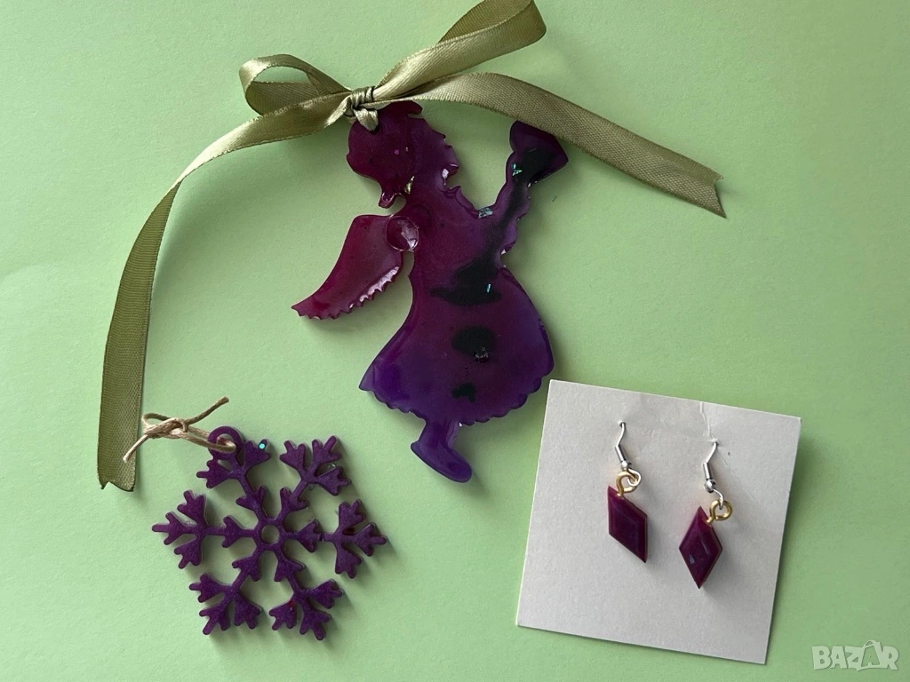 Обеци и украса от епоксидна смола, снимка 1