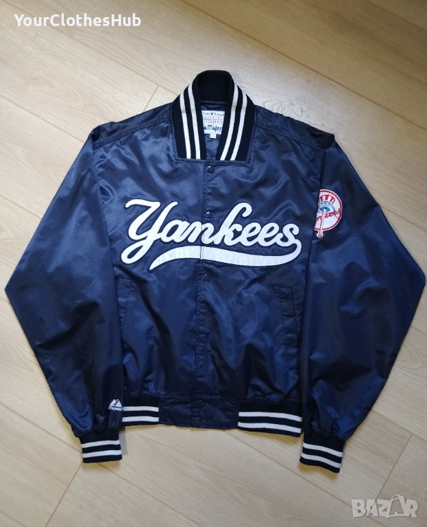 Majestic Athletic Vintage 90s Mickey Mantle MLB NY Yankees S size Бомбър тънко яке, снимка 1
