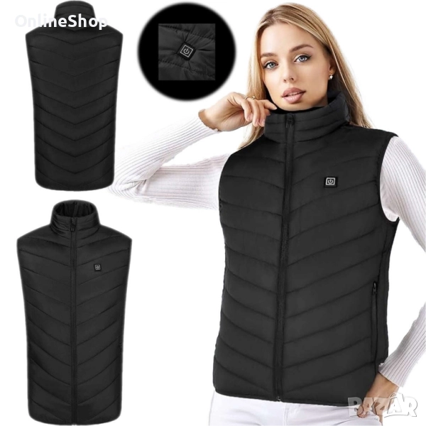 Електрически отопляем елек , 9 зони , Usb захранване,черен, снимка 1