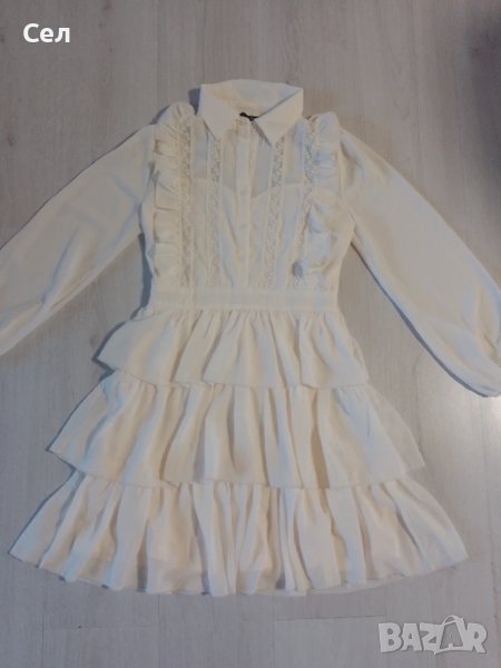 Красива нежна бяла рокля С, снимка 1