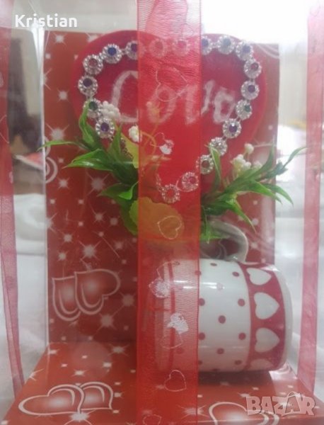 Комплект сърце + чаша подарък за евтин подарък за скъп човек, снимка 1