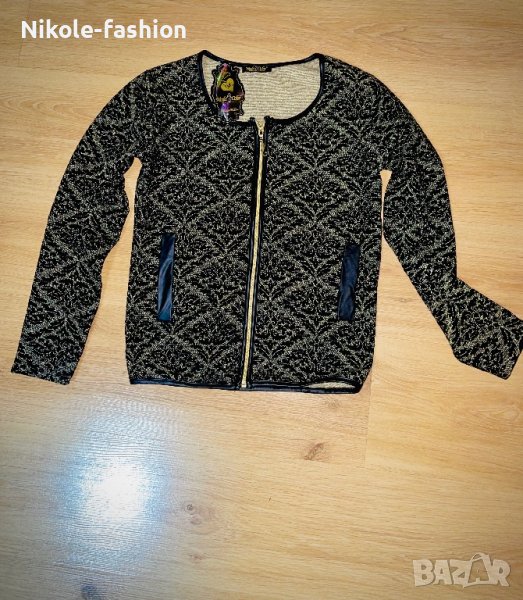 Късо дамско сако с цип и вшито ламе, снимка 1