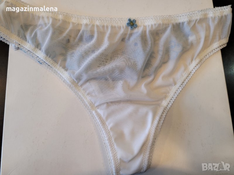 Seimia L италианска бяло-синя дантелена прашка с ниска талия бели прашки бяло италианско бельо 6mia, снимка 1