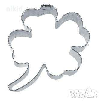 четирилистна детелинка детелина с дръжка метална форма резец украса бисквитки фондан, снимка 1