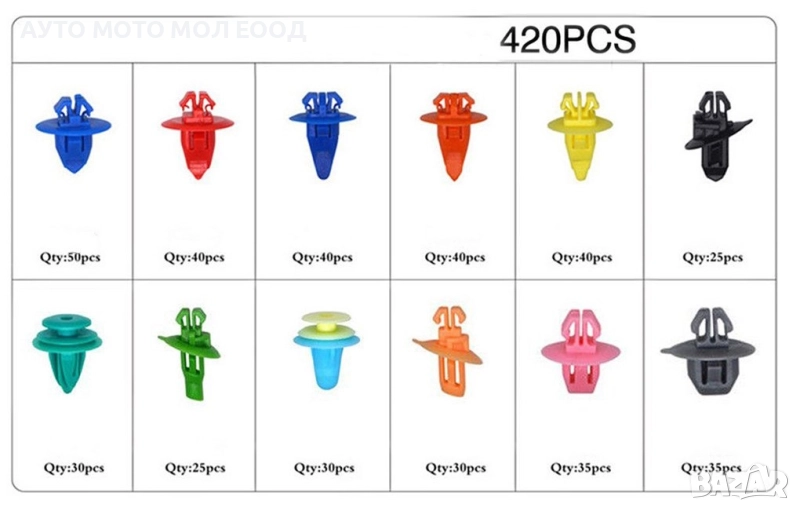 Крепежни елементи и Щипки за TOYOTA кутия - 420 броя, снимка 1