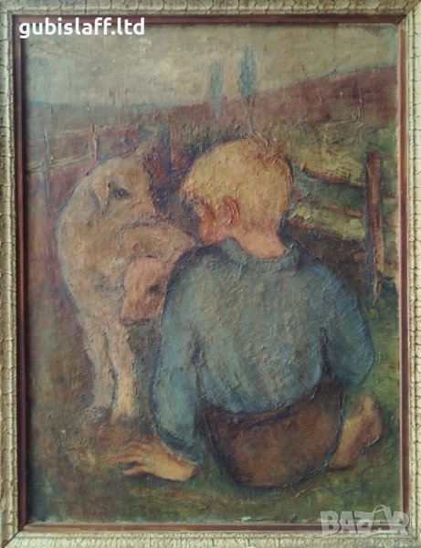 Картина "Детство на село", худ. Веса Абрашева (1930-1992), снимка 1