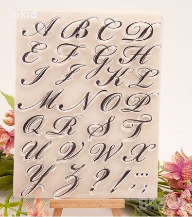 Красиви ръкописни Латиница букви азбука силиконов гумен печат декор бисквитки фондан Scrapbooking, снимка 1