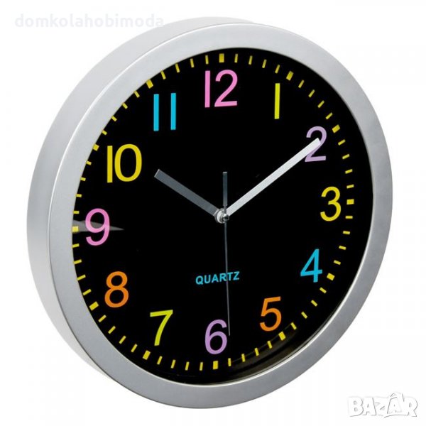 Стенен часовник на батерия сребрист цвят 30 см, снимка 1