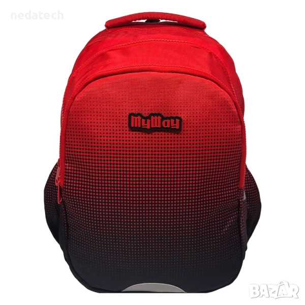 Ученическа раница My Way, Червен, 31x19x42см., снимка 1