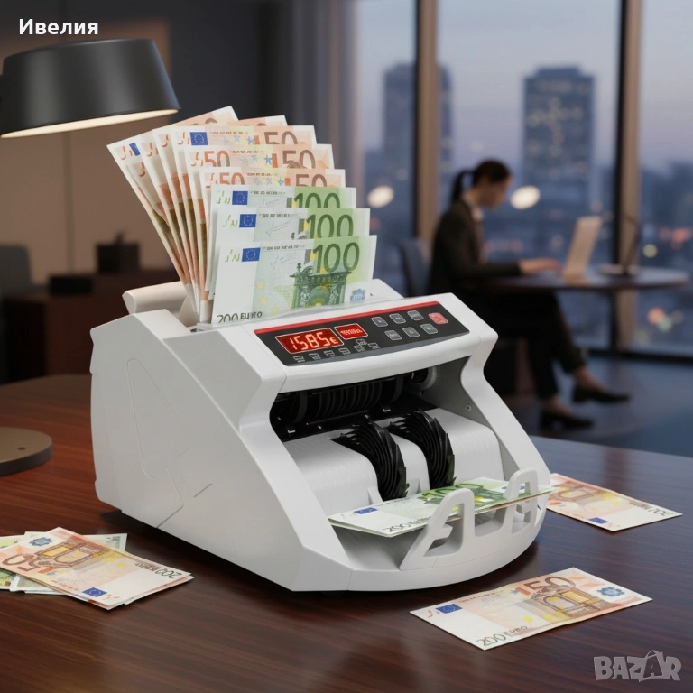 Брояч на банкноти,евро LED дисплей,плофесионален брояч с детектор за фалшиви евро банкноти UV/MG, снимка 1