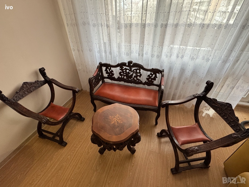 Антикварна гарнитура с масичка, снимка 1