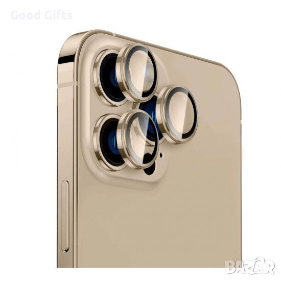 Цветен протектор за Камера iPhone 15 Pro Max, Златист, снимка 1