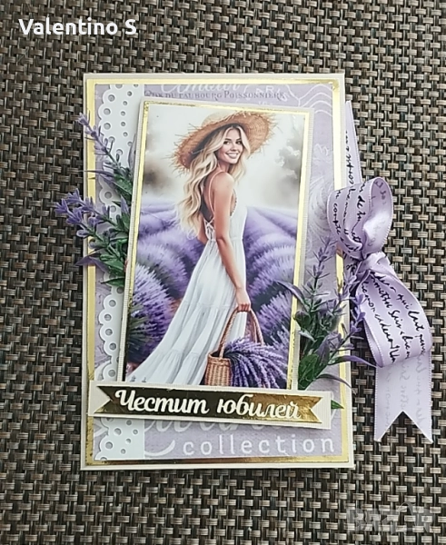 Уникална картичка с лавандула Handmade подарък , снимка 1