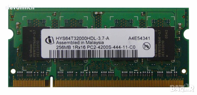 Рам памет RAM за лаптоп  модел HYS64T32000HDL-37-A  256 MB DDR2 667 Mhz честота, снимка 1