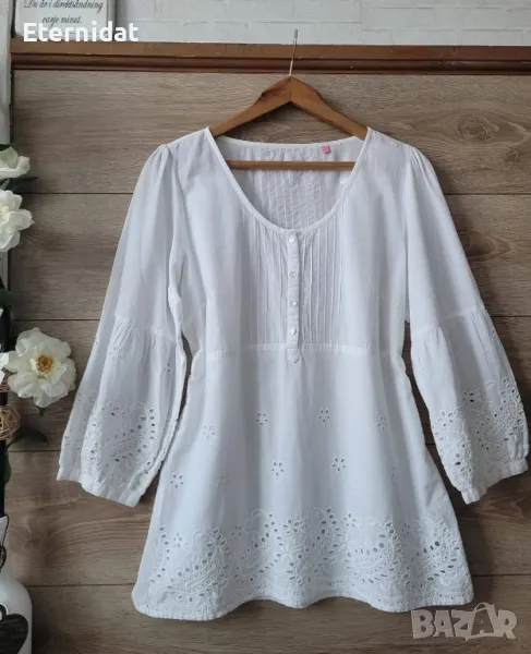 Бяла блуза памучна материя , снимка 1