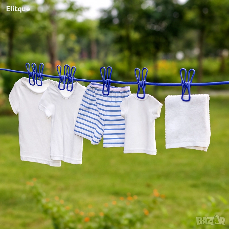 Преносимо въже за простор с щипки за пътуване и къмпингуване, снимка 1