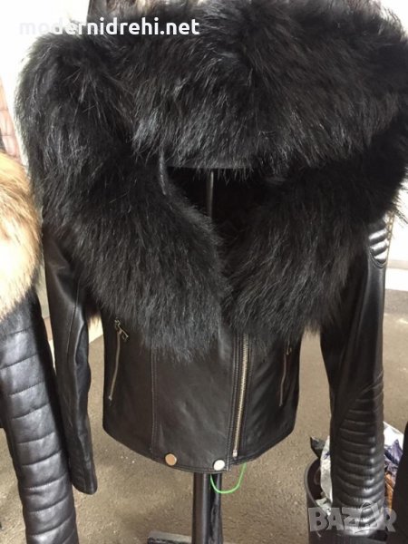 Дамско кожено яке с лисица код 18, снимка 1