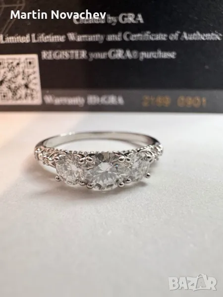 Сребърен пръстен с мойсанит (Диамант) 0.5 карата, снимка 1