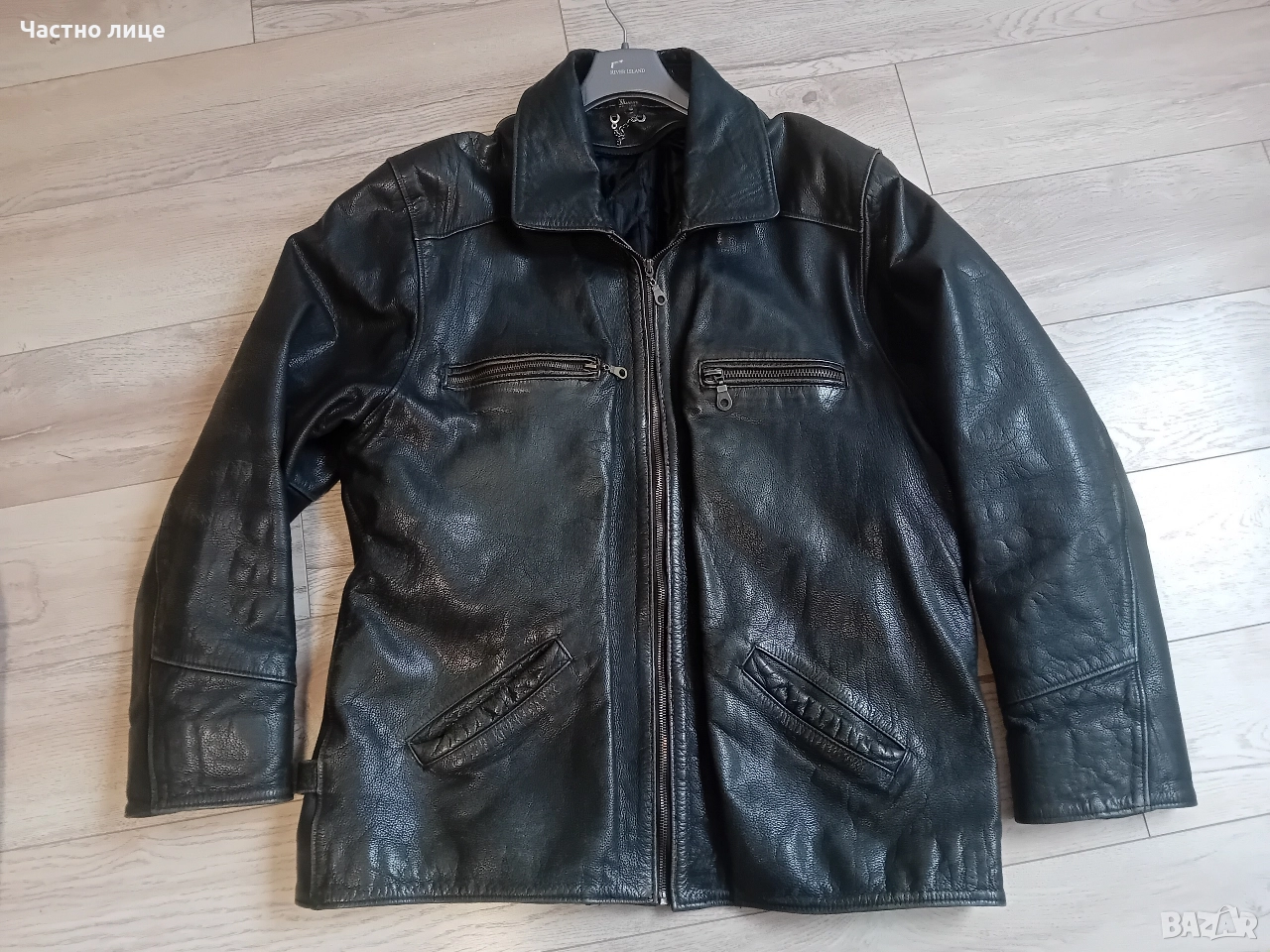 Черно кожено яке размер XL, снимка 1
