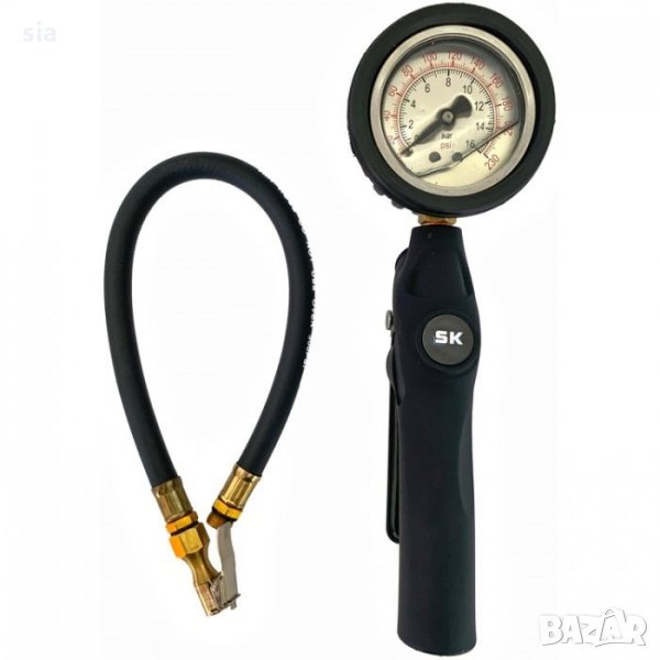 Манометър с глицерин, Пистолет с манометър за помпане, 0-16 Bar, снимка 1