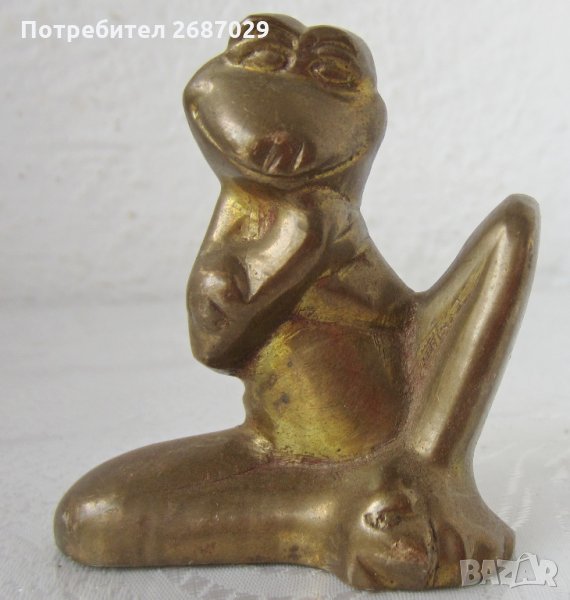 Фигура фигурки метал, изящна жена, жаба, бик, снимка 1