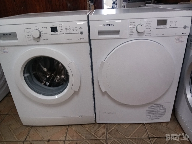 Комплект пералня и сушилня с термопомпа Сименс Siemens IQ серия с две години гаранция!, снимка 1