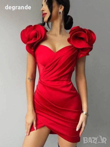 Официален модел сатенена рокля налична в бяло синьо и червено , снимка 1