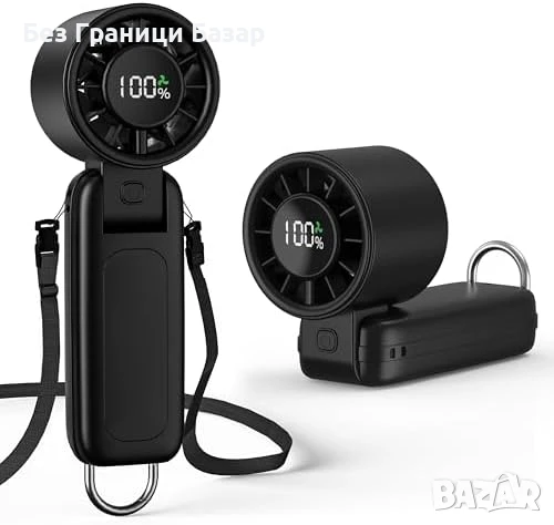 Нов Преносим Ръчен Вентилатор 5000mAh, 6 скорости, USB, LED дисплей, снимка 1