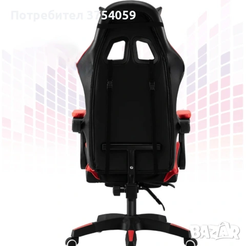 Геймърски стол с регулируема височина, лумбална възглавница и метална основа, снимка 6 - Столове - 53098384
