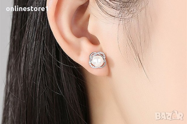 Сребърни обеци - Райска перла 925 сребро BF135, снимка 2 - Обеци - 27686278