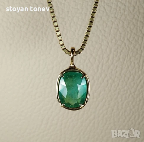 Медальон с турмалин в 14кт златен обков! Нов! Сертификат!, снимка 7 - Колиета, медальони, синджири - 46938955