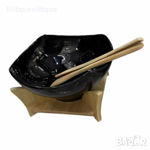 Елегантен сет за сервиране с купа и дървена поставка, снимка 3 - Други стоки за дома - 52186360