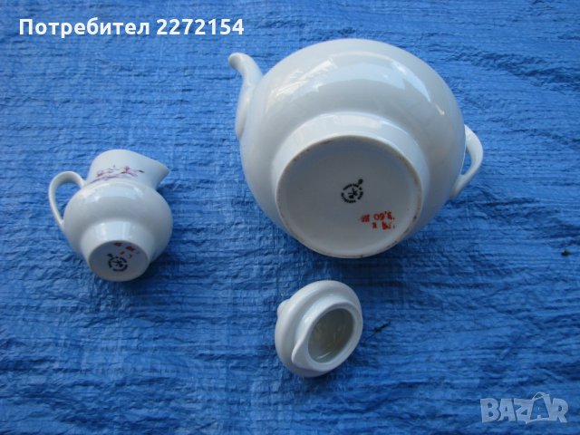 Ретро порцеланов чайник и каничка , снимка 2 - Антикварни и старинни предмети - 33482026