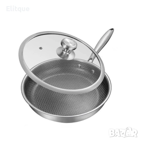 Тиган с капак Goldmann Fusionhex Pro, Дълбок, Незалепващо Покритие, Неръждаема стомана, снимка 4 - Съдове за готвене - 53535601