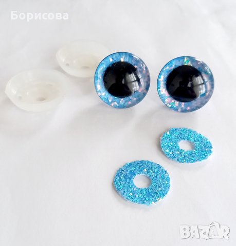 30мм 3D сини очички с блясък за амигуруми, плетени играчки, снимка 2 - Други - 35104556
