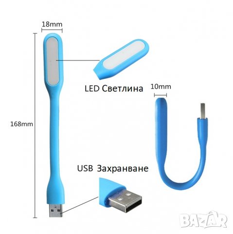 Преносима гъвкава LED лампа с USB захранване, снимка 6 - Лед осветление - 33085992