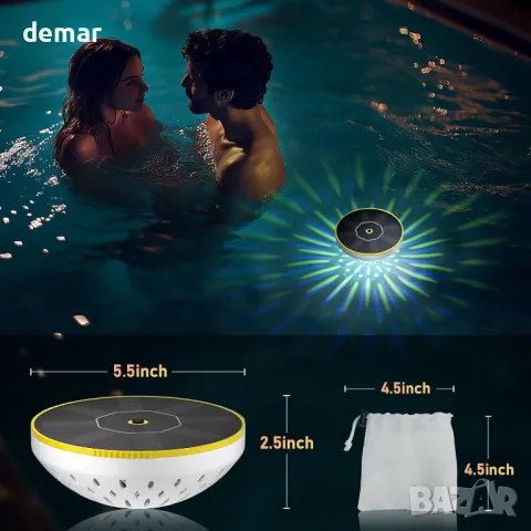 PChero Соларни осветителни тела за езерце, 2 броя RGB плаващи осветителни тела, IPX8, снимка 6 - Соларни лампи - 50433930