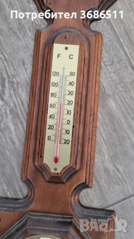Стар голям барометър и термометър, снимка 2 - Други стоки за дома - 52105372