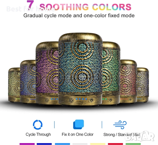 Луксозен Метален Арома Дифузер SALKING – 260ml, Ултразвуков, 7 LED цвята, снимка 3 - Други - 52929647