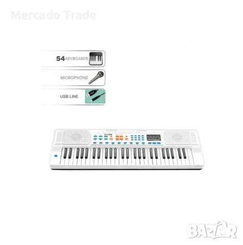 Детска електронна йоника, 54 клавиша, цифров дисплей и микрофон