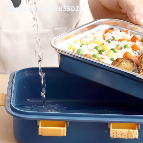 Кутия за храна подходяща и за бебешка храна. Изработена със стомана тип 304. Подходяща е за миене в , снимка 6 - Кутии за храна - 51393844