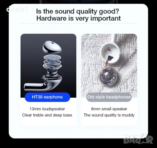 Lenovo HT38 TWS Безжични Bluetooth 5.0 HiFi Слушалки, снимка 7 - Слушалки, hands-free - 50534579