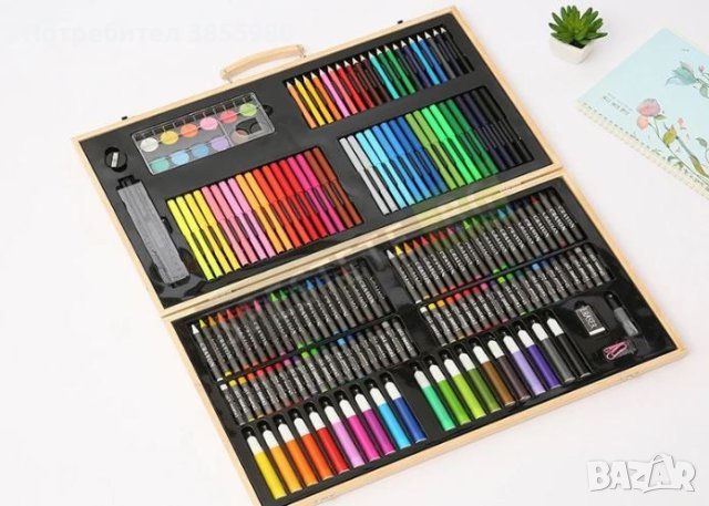 Комплект за рисуване в дървен куфар, снимка 5 - Рисуване и оцветяване - 43394618