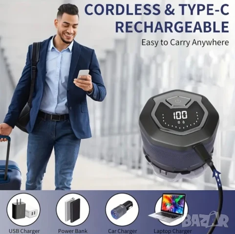 Електрическа Самобръсначка Ново Поколение, Ротационна, Безжична и USB Зареждане, Машинка за Бръснене, снимка 4 - Други - 50906575