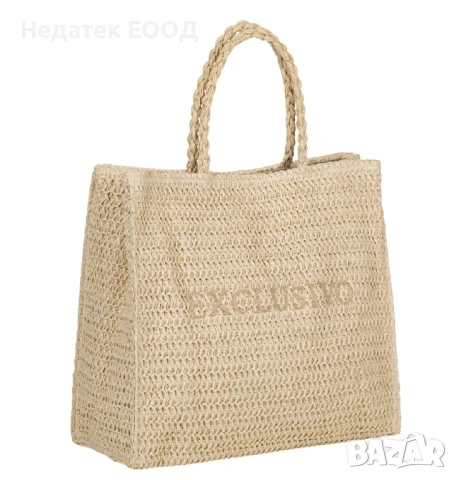 Дамска лятна чанта от слама, Бежов, 42x16x38см. , снимка 3 - Чанти - 50712236