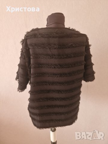 Черна официална блуза от ефектна материя - 14,00лв., снимка 4 - Блузи с дълъг ръкав и пуловери - 43401812